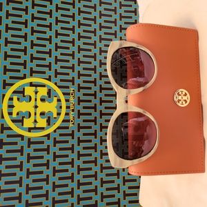 Tory Burch White and Pink Sunglasses